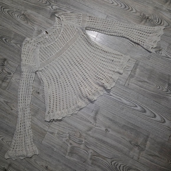 Free People Tops - Free People Crochet Bell Sleeve Boho Top Size Large